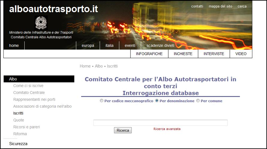 Iscrizione Albo Nazionale degli Autotrasportatori di