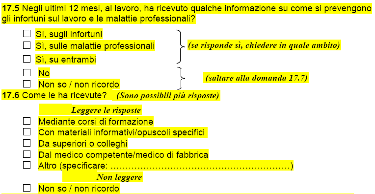 Modulo opzionale sulla sicurezza sul lavoro Interventi di