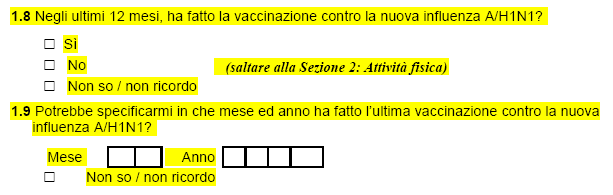 Sez. 1: vaccinazione antinfluenzale