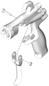 Serrare il diffusore in modo sicuro per ottenere una buona tenuta. Serrare a 18-19 N m. Quando il serraggio è corretto, la flangia fuoriesce dalla pistola. 15.