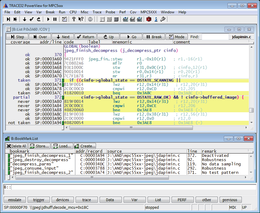 I requisiti sono dunque alla base del test di sistema. Export Trace-based Code Coverage Export to browser Export TRACE32 Coverage Data Coverage (my_coverage.xml) BookMarks (bookmark.