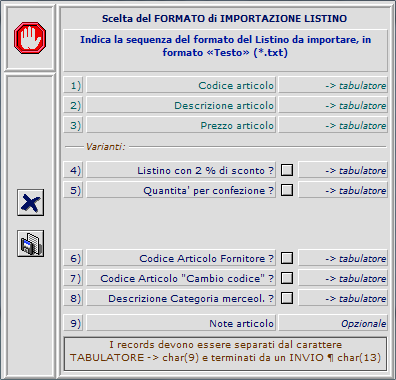 1.3 Importazione del [DettaglioListino] (Articoli) Rientrare nella scheda Listino appena creato, posizionarsi sulla linguetta Dettaglio_1 e