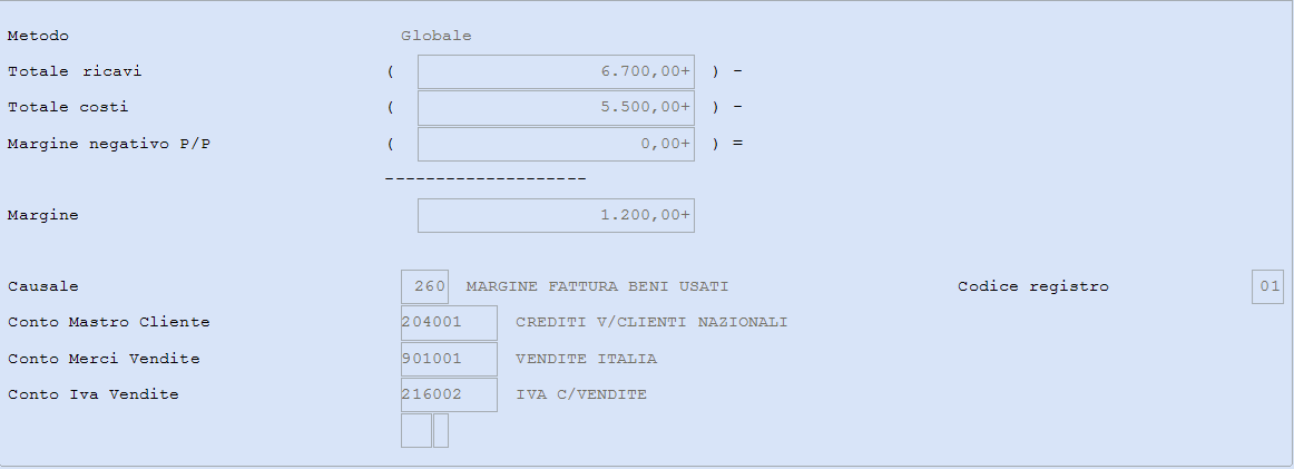 Vendita Bene 1 per 1.500 con codice IVA 81A Art.