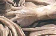 Iako se Lazanić očito ugleda na dvojicu kipara, ruka sv. Vlaha se doima ukočenija, gotovo skeletna s pretjerano vijugavim nerealističnim žilama.
