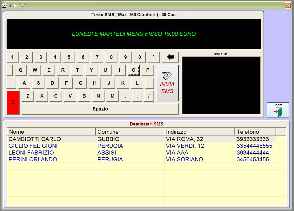 SMS-SENDER Modulo aggiuntivo A PAGAMENTO che permette di inviare diverse tipologie di SMS ai clienti tramite telefono cellulare o modem GSM collegato alla porta USB del computer.