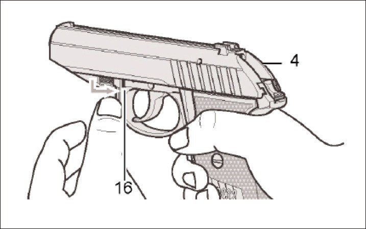 3. Arretrare il carrello fino all arresto e verificare che non vi sia il colpo in canna. 4.