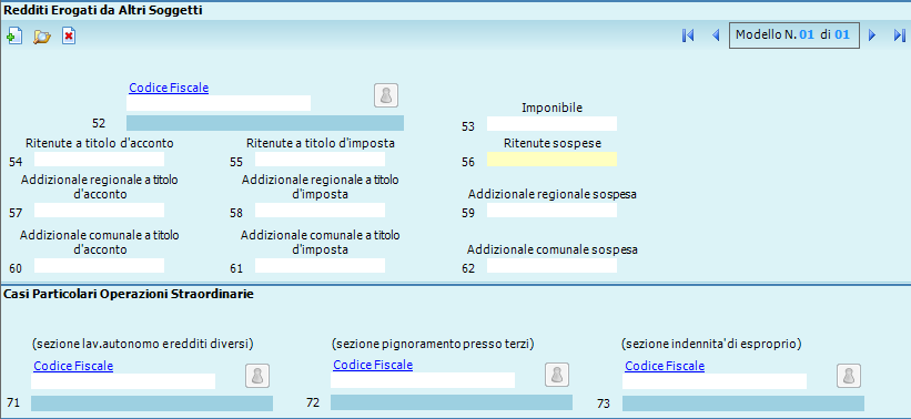 3 Sintetico intestato a incorporante, sezioni Redditi erogati da altri soggetti o Casi particolari operazioni straordinarie per il quadro CLA, sbloccate e compilabili manualmente.