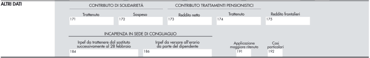 Anche per gli altri oneri deducibili o importi che non concorrono alla formazione del reddito non si rilevano particolari novità.