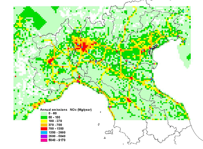 Preprocessore emissioni INPUT: Emissioni annuali CTN-ACE sulla griglia di 5*5 km di NOx,NH3,COVNM,SO2,PM10,CO Profili temporali Ripartizione granulometrica PM10 Speciazione COVNM