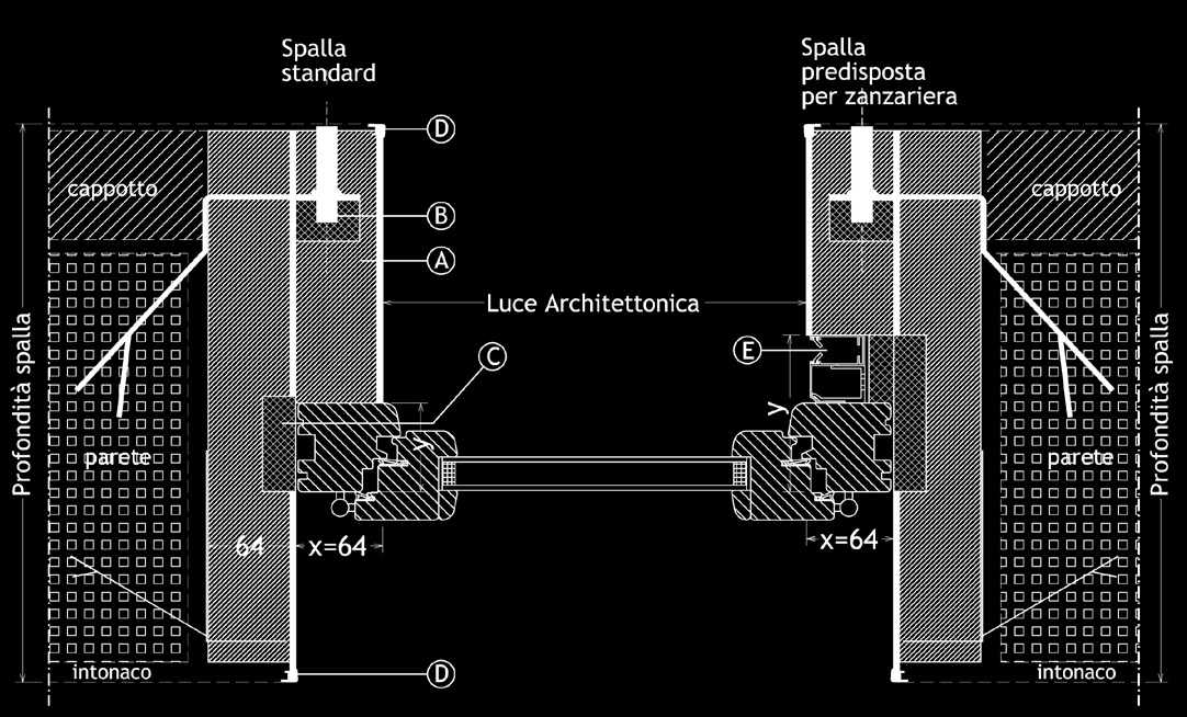 Optional: Pannello sottobanchina (vedi pag n 48) A Spalle laterali in XPS o EPS rivestite in fibrocemento.