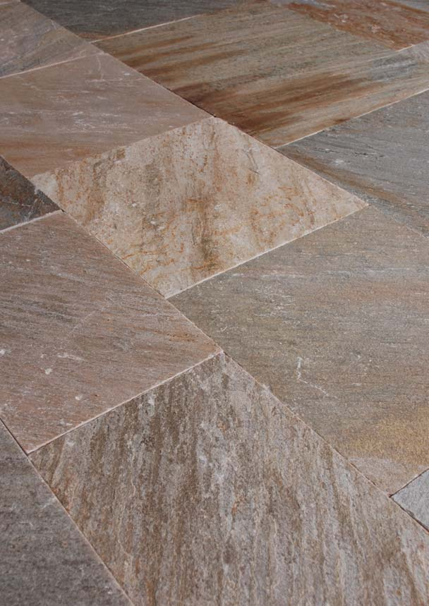 naturale & preziosa Collezione Dehor - Quarzite Mix Colour Assorbenza acqua Water absorption 0,30% Resistenza alla flessione Tensil strenght 54 Newton/mm 2 Durezza alla scala Mohs Hardness Mohs scale