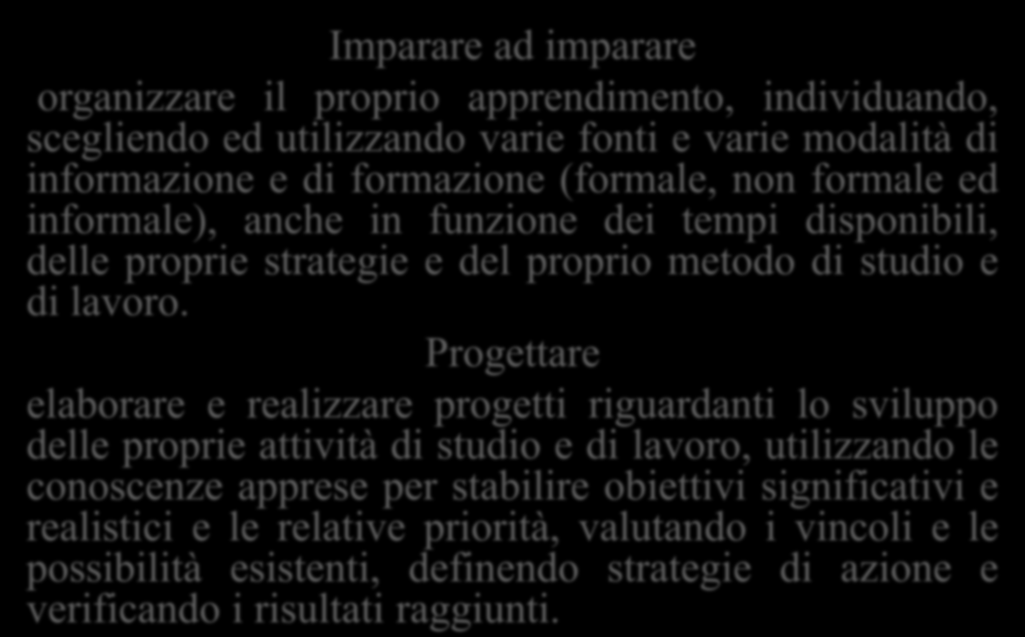 ALTERNANZA SCUOLA LAVORO: le COMPETENZE Imparare ad imparare organizzare il proprio apprendimento, individuando, scegliendo ed utilizzando varie fonti e varie modalità di informazione e di formazione