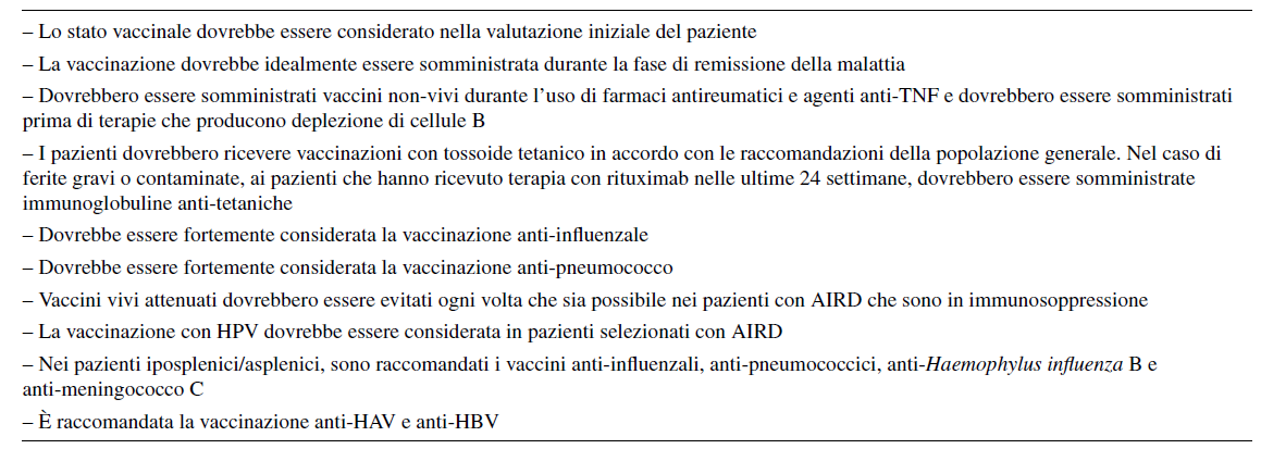Raccomandazioni della EULAR sull uso dei vaccini nei pazienti con malattie reumatiche autoimmuni