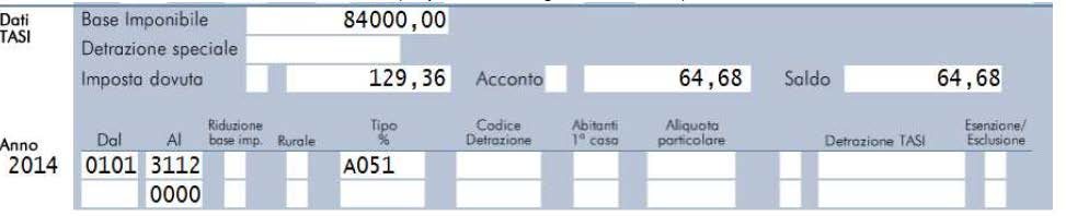 Questo il risultato nella videata TASI (dopo aver eseguito il calcolo) Detentore/Inquilino Nei dati generali del fabbricato, se lo studio elabora l IMU/TASI anche per il possessore/locatore, si potrà