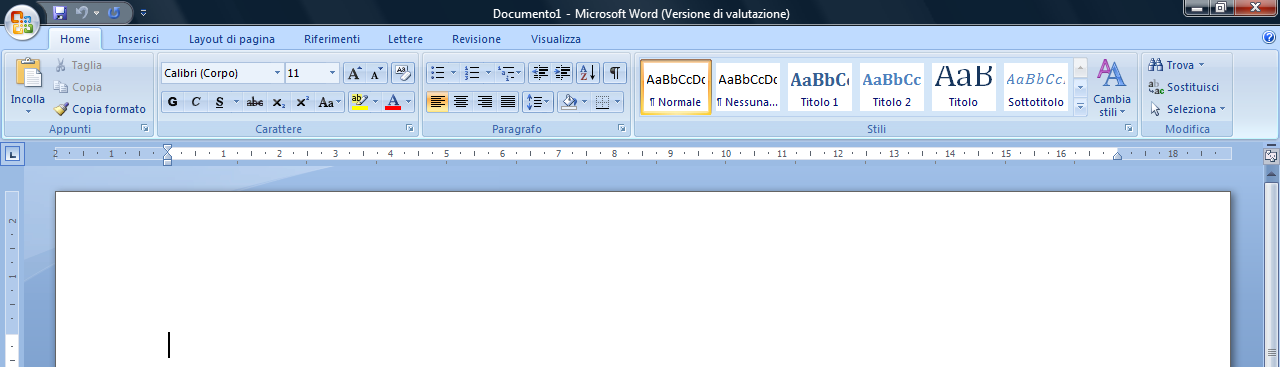 Aprire il programma Word Fare clic in successione sul Logo Microsoft in basso a sinistra > Tutti i