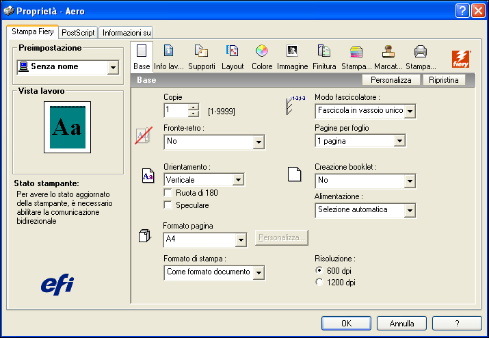 STAMPA 36 Le seguenti procedure spiegano come utilizzare il driver di stampa per specificare le opzioni di stampa per un lavoro specifico e inviarlo a GA-1310.