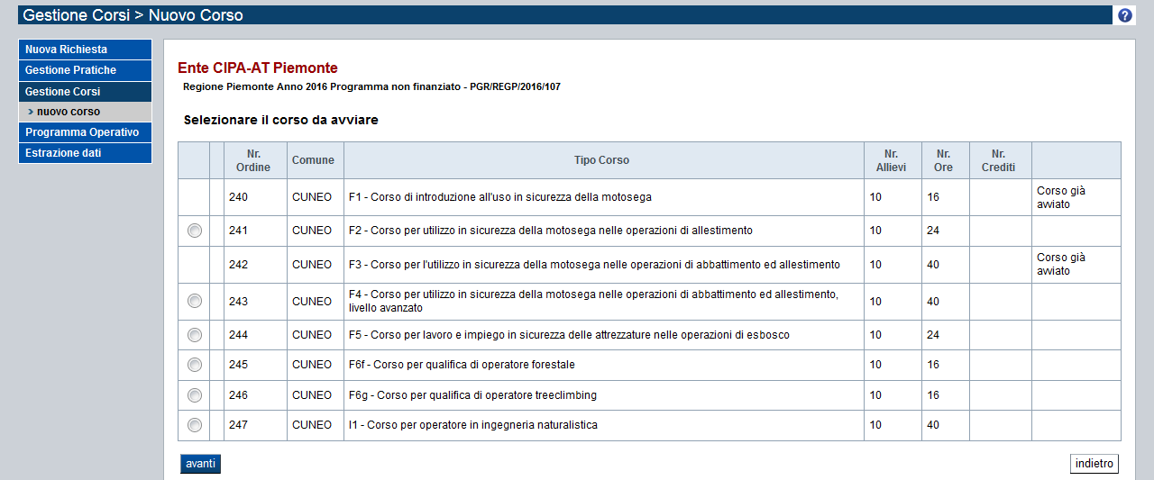 Pag. 16 di 29 Immagine 15 Per completare la creazione del corso occorre specificare: Sede corso, indicando: - l ubicazione della sede - la data e l ora dell esame (solo se il corso lo prevede) - la