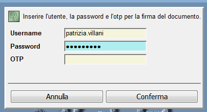 specifica operazione (firma mandati/firma reversali): Indicando le credenziali di Firma e confermando l operazione tutti i documenti