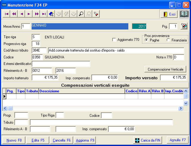 F24 Sezione: Comuni Sviluppo