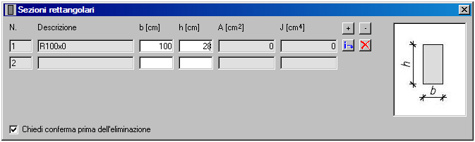 Tci Esempi Scegliete Nuovo dalla toolbar del form principale, quindi selezionate la finestra delle sezioni rettangolari.