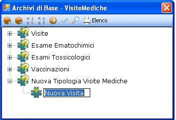 nodo Nuova Tipologia Visite Mediche e premere il tasto destro: Dal menù contestuale scegliere la voce Nuova Visita, si