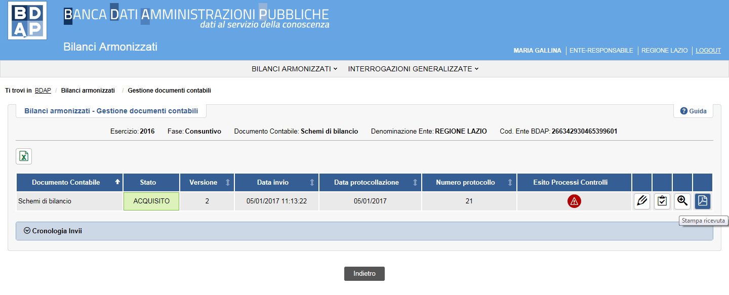 3.4 GESTIONE DOCUMENTI CONTABILI- STAMPA RICEVUTA La funzione di Stampa Ricevuta ( ) produce in