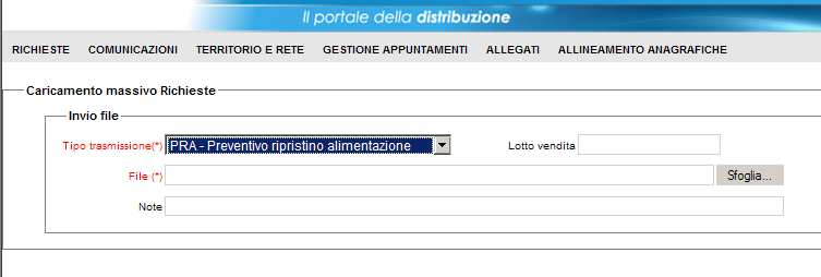 Figura 4 Caricamento massivo richieste M1 Il buon esito della validazione della richiesta comporta l inserimento della corrispondenza richiesta nel sistema U32.