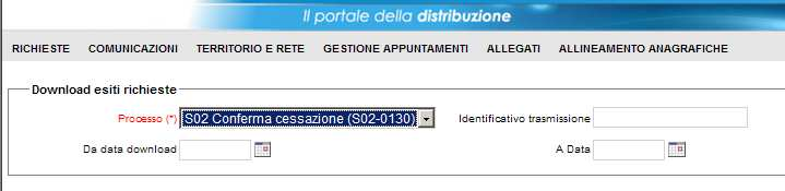 3.4.7 Conferma PdR a vendita uscente (02-0130) Il download dell esito di conferma Pdr, da Distribuzione a Vendita, in presenza della richiesta 02, tramite portale,