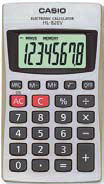alcolatrice tascabile a 10 cifre con ampio display. unzioni: una valuta richiamabile con tasto singolo, memoria, doppio 00.