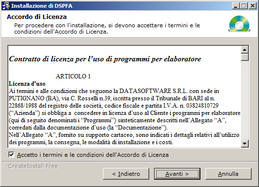 Installazione lato client Dopo aver copiato il programma di installazione del client di DSFPA sulla postazione su cui si genereranno le fatture elettroniche in formato XML, e