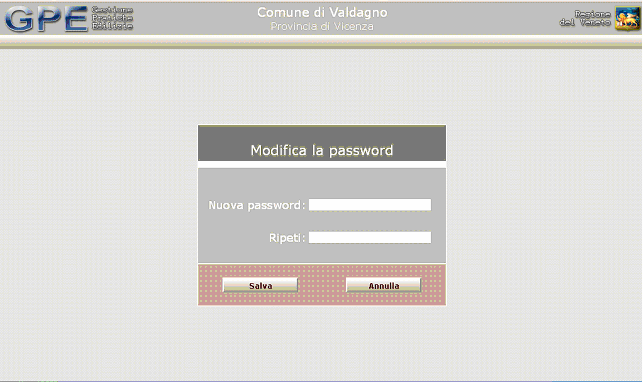 Ogni utente registrato ha la facoltà di cambiare la propria password in qualunque momento. E sufficiente digitare le credenziali e premere Modifica la password.