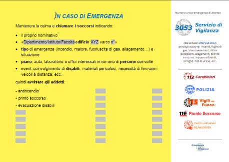 aggiornamento del piano di emergenza e