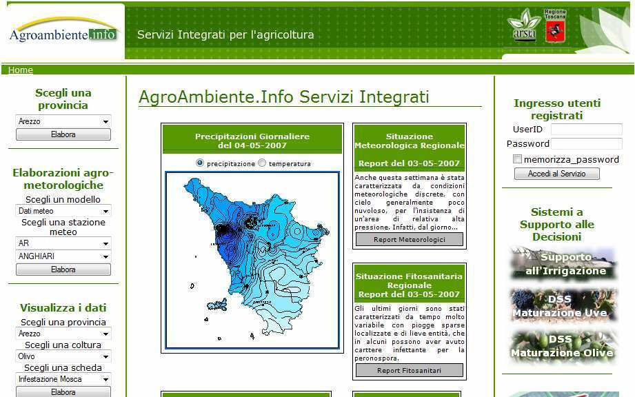 Scala territoriale: area wide (regione, provincia, comprensorio) Dove LA BASE DI DATI in