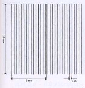 della camera è di 0,5 mm. L area quadrata di 100 mm 2 è suddivisa in 40 rettangoli ciascuno con un area di 2,5 mm 2.