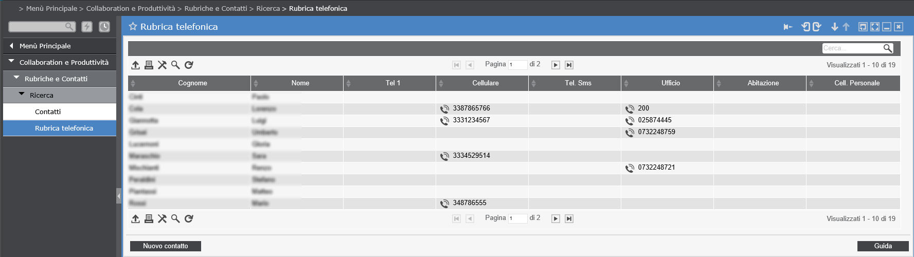 POLYEDRO / TeamPortal IMPLEMENTAZIONI - Chat Tramite la funzionalità Rubrica si accede all applicazione integrata Rubriche e Contatti che comprende sia i propri contatti personali che le anagrafiche