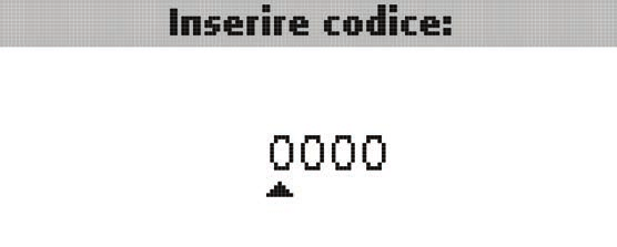 7 Codice utente Nel menu Codice utente può essere immesso un codice utente. Ogni numero del codice a quattro cifre deve essere immesso e confermato individualmente.