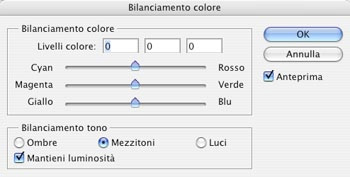 colore nel software Camera RAW, sopra una