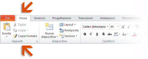 Informazioni introduttive per l'utilizzo di PowerPoint 2010 Se per lungo tempo si è utilizzato Microsoft PowerPoint 2003, sicuramente sorgeranno dubbi su dove trovare in PowerPoint 2010 i comandi e i