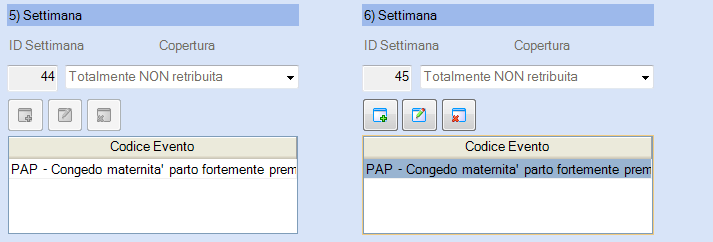 indicazione della presenza dell'evento per singola giornata delle coperture e della Diff. Accredito.