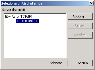 L unità EX8002 appare nell elenco Server disponibili. Sulla prima riga verrà visualizzato il nome che è stato assegnato a EX8002, seguito dal protocollo.