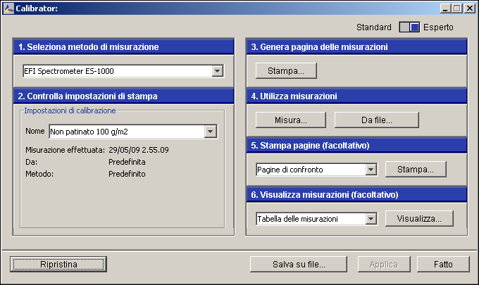 capitolo. Modo Esperto Calibrator offre due modi: Standard ed Esperto.