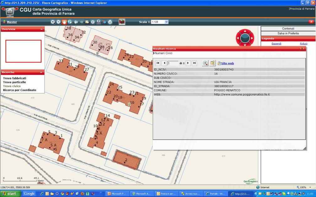 Visore web: ricerca per numero civico Costruzione della cartografia di base La prima necessità alla quale il Centro Servizi si è trovato di fronte è stata quella di creare una cartografia digitale di