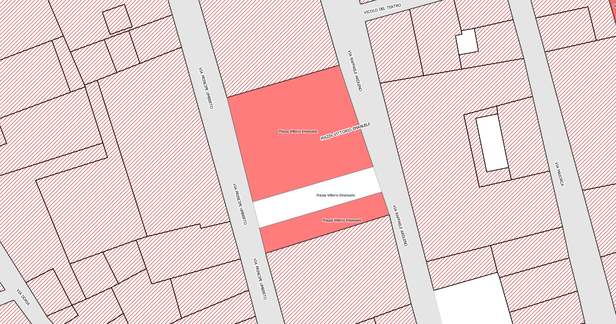 10 9. Piazza Vittorio Emanuele a Sud, dalla fascia di transito pedonale e delle sedute pubbliche lungo il corpo fabbrica sud della piazza interposto tra la via Principe Umberto e la via Arduino,