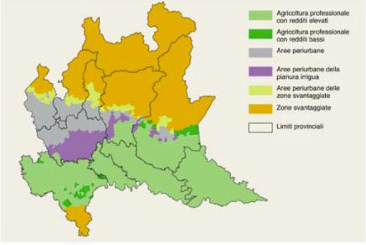Figura 13 - Carta dei Sistemi Agricoli Territoriali Lombardi Fonte: Regione Lombardia, 2002 Entrando nello specifico delle tre aree geografiche sub provinciali individuate, la struttura
