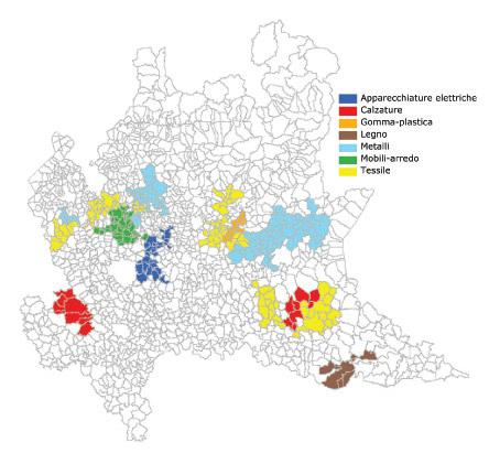 Figura 21 - Localizzazione dei Distretti industriali della Lombardia Fonte: Regione Lombardia Il territorio varesino si caratterizza per una economia molto industrializzata, con un apparato