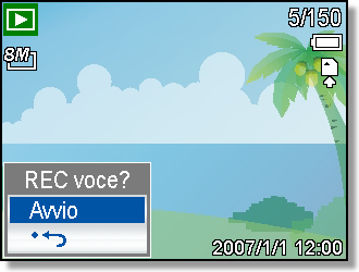 Registrazione di un promemoria vocale Aggiungere un memo vocale alle immagini fisse dopo averlo registrato. Accendere la fotocamera ed impostarla in modalità PLAY (Esecuzione) ( pagina 4).