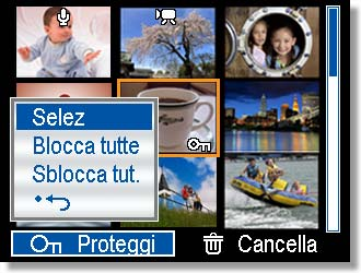 Proteggere più file 4 5 Accendere la fotocamera ed impostarla sulla visualizzazione delle miniature ( pagina 4 ). Aprire il menu.