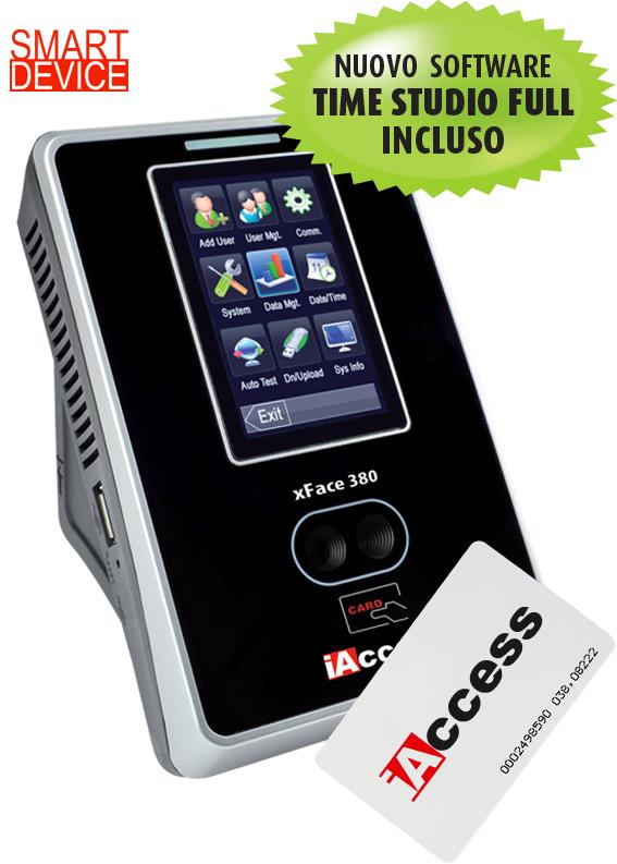 Marcatempo, Rilevatori di Presenza - SMART Descrizione - iaccess xface 380-06IA0F380 Rileva Presenze e Controllo Accessi con Telecamera Riconoscimento Facciale, Touch Screen, Lettore Tessere RFID ed