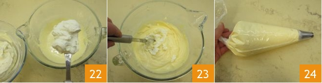 Potete poi occuparvi della crema la mascarpone, che realizzerete con la pate-à-bombe: in un pentolino versate lo zucchero semolato (16), unite l acqua (17), mescolate leggermente per far inumidire lo