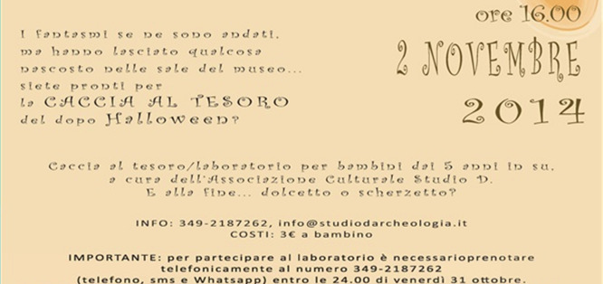 Caccia al tesoro/laboratorio per bambini dai 5 anni in su, a cura dell'associazione Culturale Studio D.